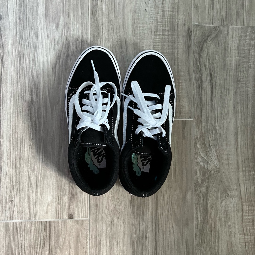 Vans Old Skool Black Suede Canvas Lace Up Low Top ComfyCush Sneakers 6.5
